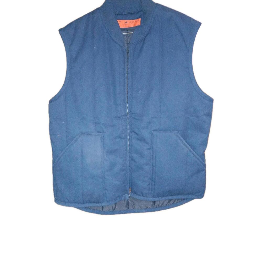 Red Kap Vest Navy Insulated Full Zip Workwear USA Made Mens L Reg Worn Once